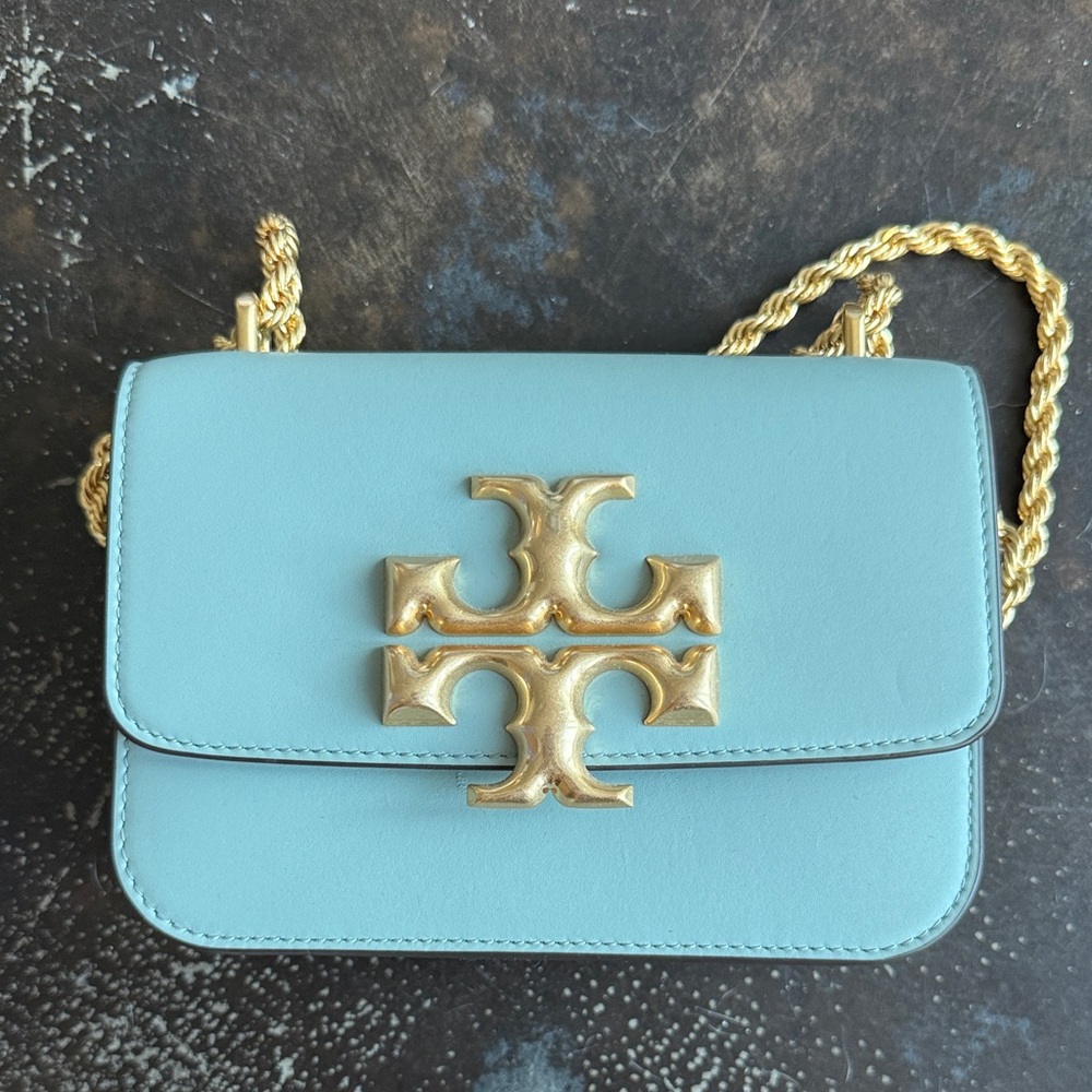 Tory Burch Light Blue Crossbody Bag with Gold Chain